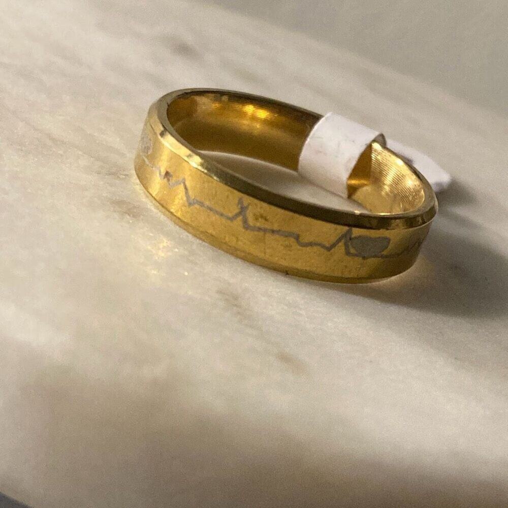 Stainless steel men’s unisex wedding band ring 12 love heartbeat